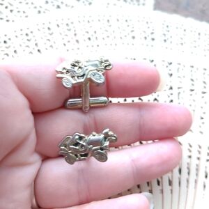 Vintage Silver Car Cuff Links